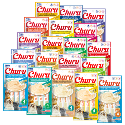 Churu Gatos - Pack 19 Variedades - 76 Tubitos - Snack Premio