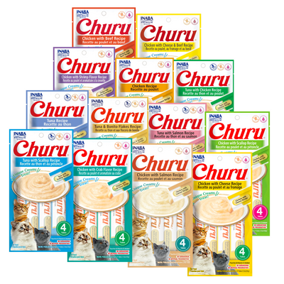 Churu Gatos - Pack 13 Variedades - 52 Tubitos - Snack Premio Golosina