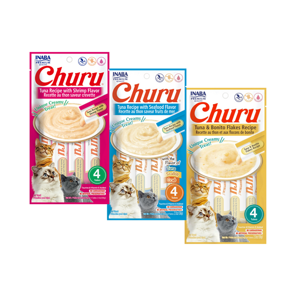 Churu Gatos - Pack 9 Variedades Atún - 36 Tubitos