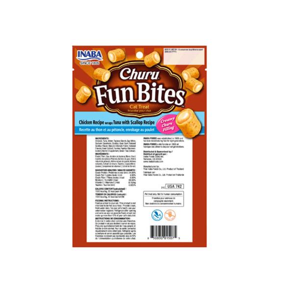 Churu Fun Bites Atún Ostión - Pack de 3 - Snack Premio Gatos