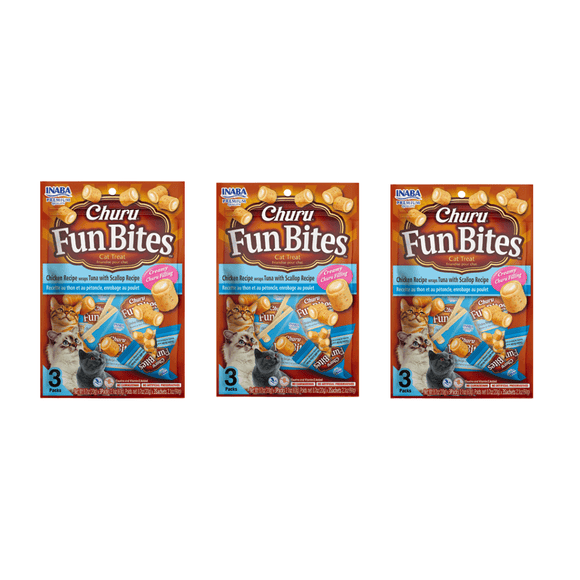Churu Fun Bites Atún Ostión - Pack de 3 - Snack Premio Gatos