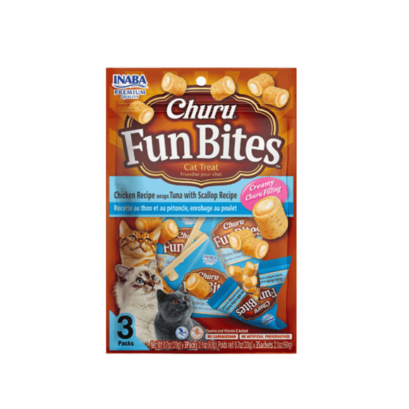 Churu Fun Bites Atún Ostión - Pack de 3 - Snack Premio Gatos