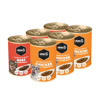 Amity Chunks Variedades | Pack 6 latas | Alimento Húmedo Gato