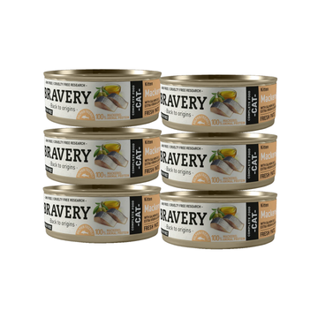 Pack de 6 latas Bravery Kitten Paté Caballa para gatitos