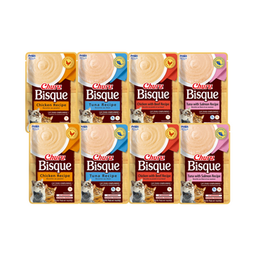 Churu Bisque Gatos Variedades - Pack de 8 | Snack Cremoso y Saludable