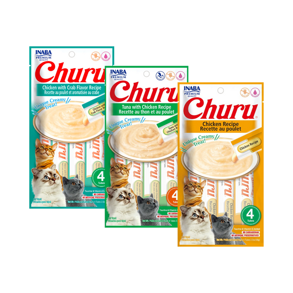 Churu Gatos - Pack 9 Variedades Mix Atún Pollo - 36 tubitos