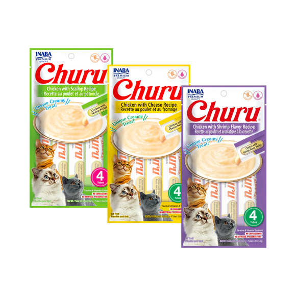 Churu Gatos - Pack 9 Variedades Mix Atún Pollo - 36 tubitos