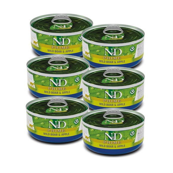 N&D Gatos Adultos | Alimento Húmedo Jabalí Manzana | Pack 6 Latitas
