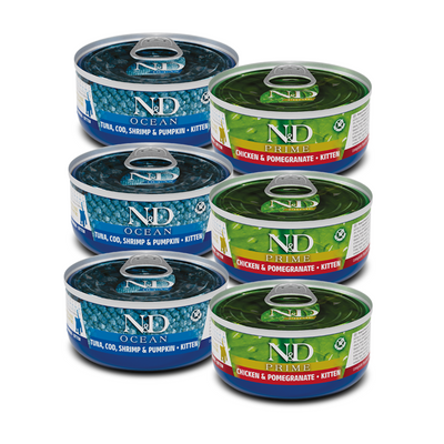 N&D Gatos Kitten | Alimento Húmedo Variedades | Pack 6 Latitas
