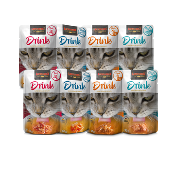 Leonardo Drink 4 Variedades - Pack de 8 bolsitas - Húmedo Gatos