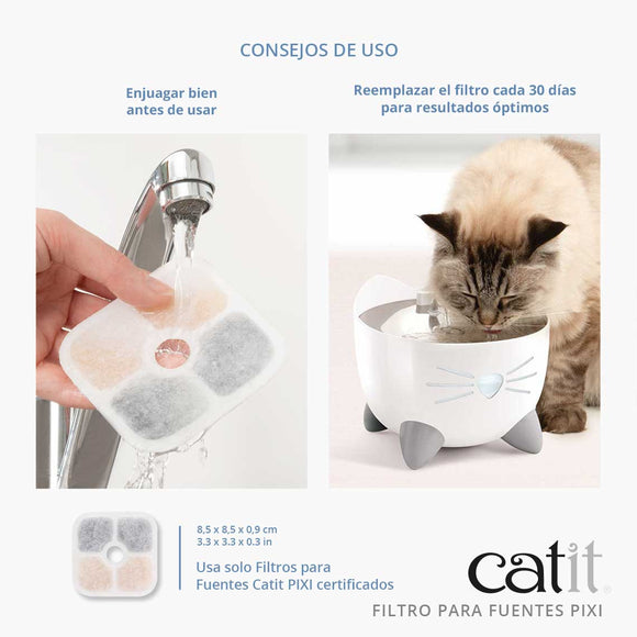 Filtro Triple Acción Para Fuente Catit Pixi - Pack 3 Uds