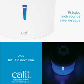 Fuente Bebedera Catit Flower Fountain de Acero Inoxidable 3 Litros - 0