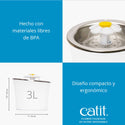 Fuente Bebedera Catit Flower Fountain de Acero Inoxidable 3 Litros