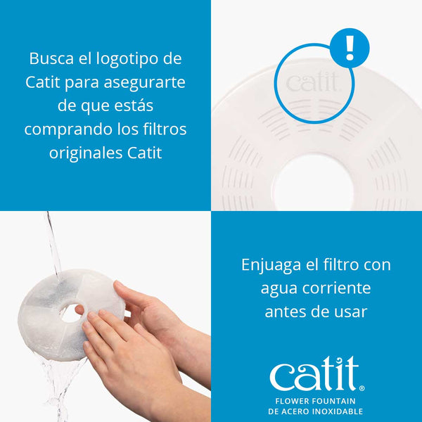 Fuente Bebedera Catit Flower Fountain de Acero Inoxidable 3 Litros