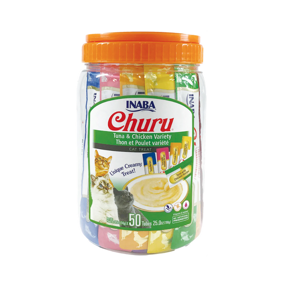 Churu Gatos - Tarro Variedades Atún y Pollo - 50 Tubitos