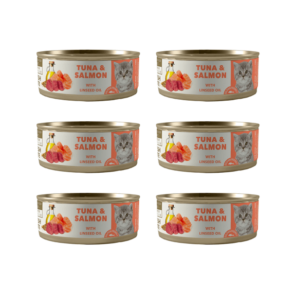 Alimento Húmedo para Gatos Kitten En Lata Amity Atún y Salmón. Pack 6 unidades