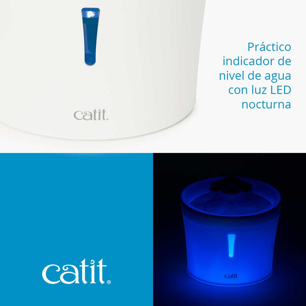 Fuente Bebedera Catit Flower Fountain Led 3 Litros